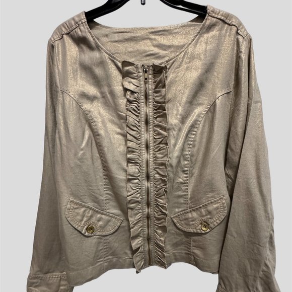Lane Bryant size 16 linen and gold metallic jacket - Picture 8 of 8